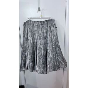 Dana Buchman Women's Silk Geometric Fully Lined Flare A-Line Skirt Gray Size 12